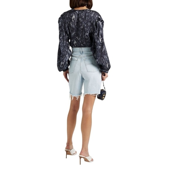 IRO Zarfi Wrap-Effect Printed Plisse Silk Blouse - Picture 2 of 11